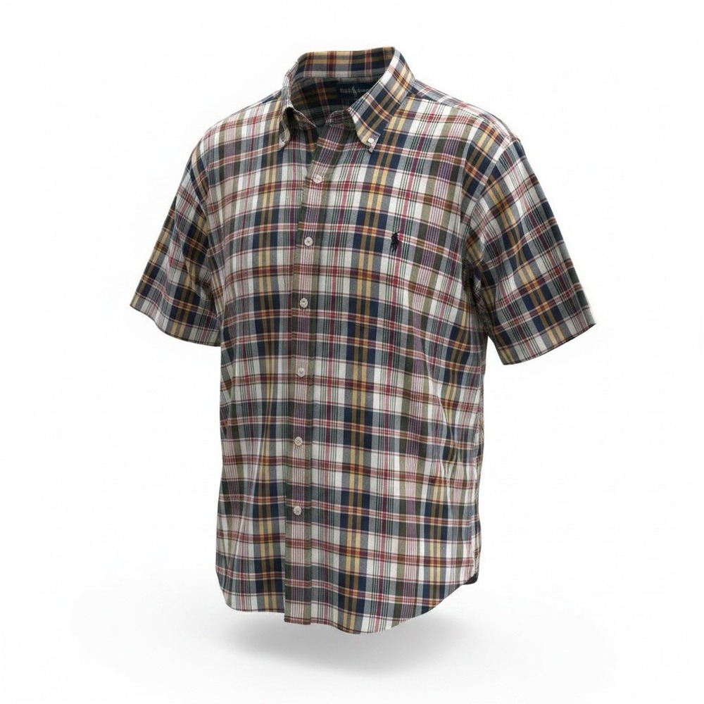 Ralph Lauren Blake Plaid Short Sleeve Button Down Shirt Men's XXL